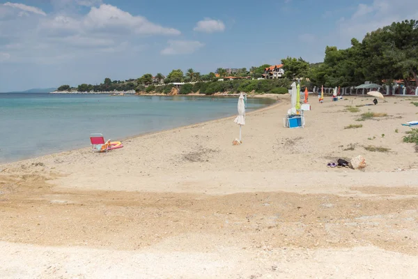 Chalkidiki, orta Makedonya, Yunanistan - 25 Ağustos 2014: Deniz manzarası Castri beach adlı Sithonia Yarımadası, Chalkidiki, orta Makedonya, — Stok fotoğraf