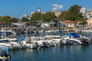 Dedeağaç, Yunanistan - 23 Eylül 2017: Liman ve şehir Dedeağaç, Yunanistan için Panorama