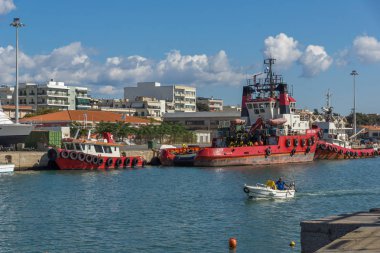 Dedeağaç, Yunanistan - 23 Eylül 2017: Liman ve şehir Dedeağaç, Yunanistan için Panorama
