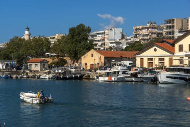 Dedeağaç, Yunanistan - 23 Eylül 2017: Liman ve şehir Dedeağaç, Yunanistan için Panorama