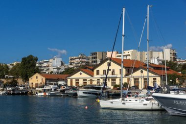 Dedeağaç, Yunanistan - 23 Eylül 2017: Liman ve şehir Dedeağaç, Yunanistan için Panorama