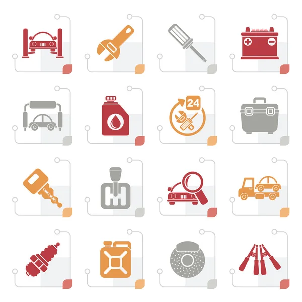 Stylized Car parts and services icons — Stock Vector