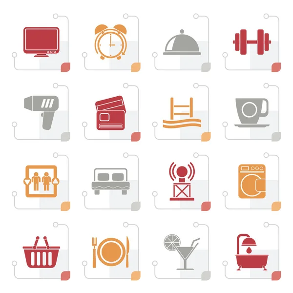 Stylized Hotel and Motel facilities icons — Stock Vector
