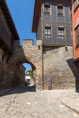 Plovdiv, Bulgaristan - 1 Eylül 2017: Hisar Kapia - Plovdiv eski şehrin eski kapısı