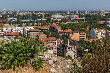 Plovdiv, Bulgaristan - 1 Eylül 2017: Nebet tepe Hill Şehir Plovdiv için şaşırtıcı Panorama,