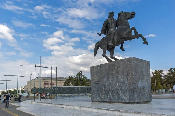 Thessaloniki, Yunanistan - 30 Eylül 2017: İskender büyük anıt, setin City, Thessaloniki, Yunanistan