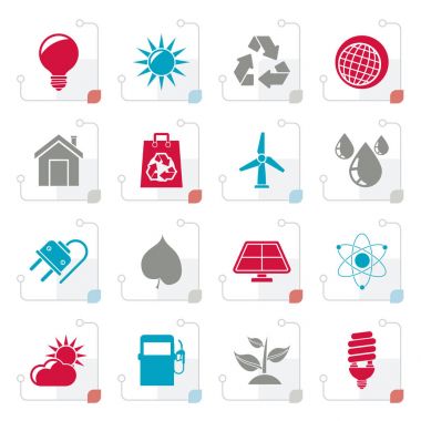 Stylized Ecology, nature and environment Icons clipart