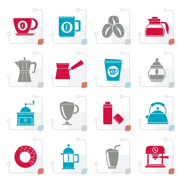 Stylized different types of coffee industry icons — Stock Vector