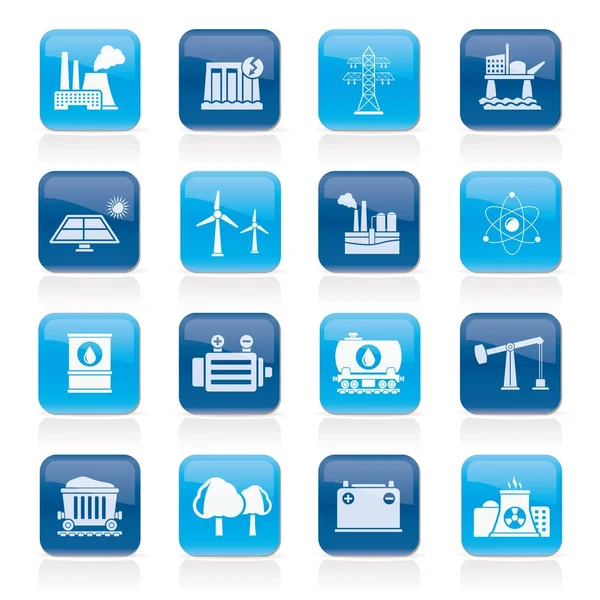 Energy produsing industry and resources icons — Stock Vector