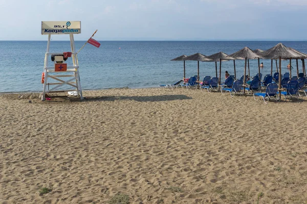 Chalkidiki, orta Makedonya, Yunanistan - 25 Ağustos 2014: Deniz manzarası, Fisher Beach Psakoudia adlı Sithonia Yarımadası, Chalkidiki, orta Makedonya — Stok fotoğraf