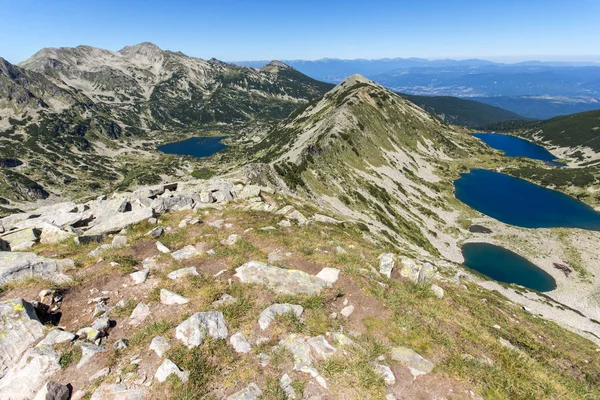 Amazing Landscape of Kremenski and popovo lakes from Dzhano peak, Pirin Mountain — Stok Foto