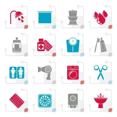 Stilize banyo ve kişisel bakım simgeleri