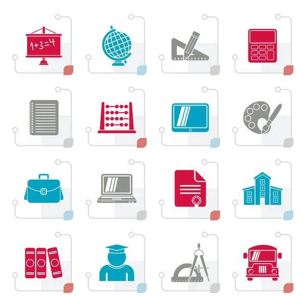 Stylized School and Education Icons — Stock Vector