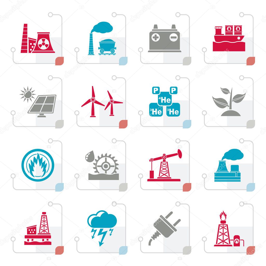 Stylized Electricity and Energy source icons
