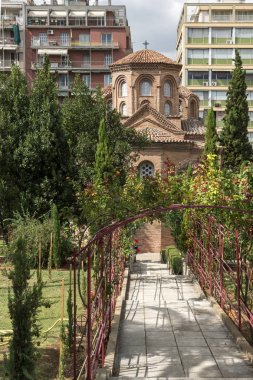 Thessaloniki, Yunanistan - 30 Eylül 2017: Antik Bizans Kilisesi, Panagia Chalkeonin Thessaloniki, Yunanistan'ın şehir merkezi