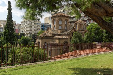 Thessaloniki, Yunanistan - 30 Eylül 2017: Antik Bizans Kilisesi, Panagia Chalkeonin Thessaloniki, Yunanistan'ın şehir merkezi