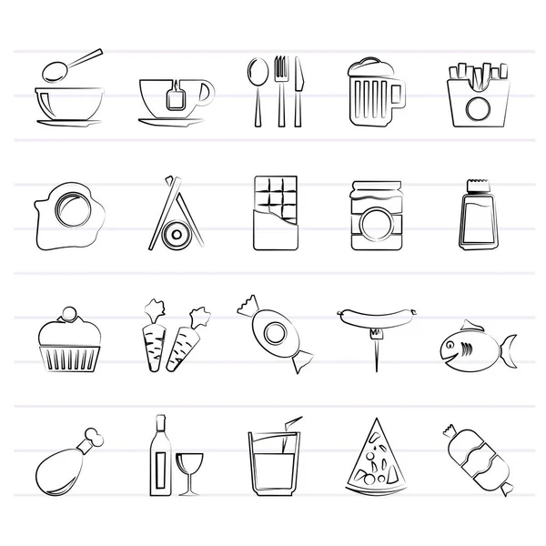 Different king of food and drinks icons — Stock Vector