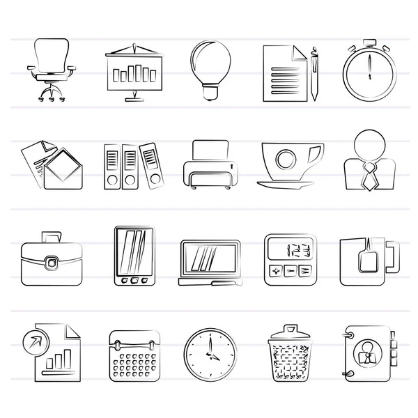 Ícones de objetos de negócios e escritório — Vetor de Stock