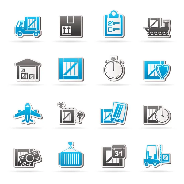 Cargo, shipping, Logistics and delivery icons — Stock Vector