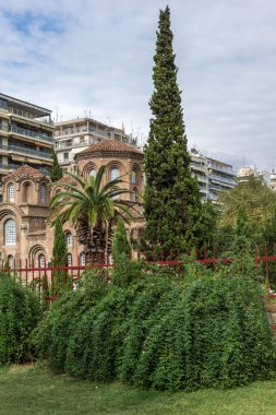 Thessaloniki, Yunanistan - 30 Eylül 2017: Antik Bizans Kilisesi, Panagia Chalkeonin Thessaloniki, Yunanistan'ın şehir merkezi