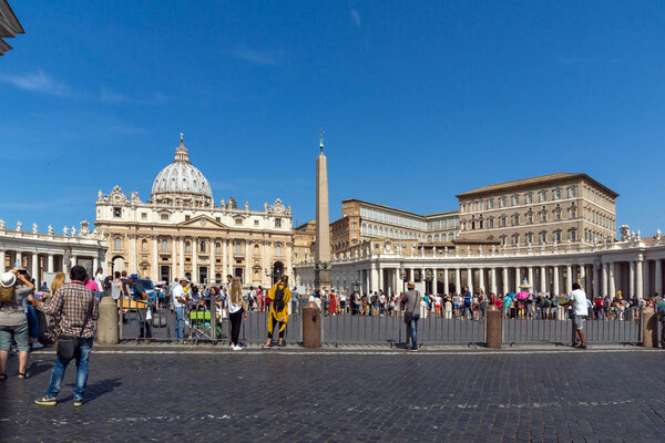 ROME, ITALY - JUNE 23, 2017: Amazing view of Saint Peter's Square and St. Peter's Basilica in Rome