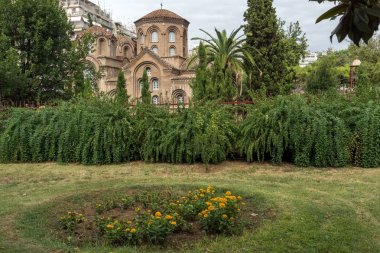 Thessaloniki, Yunanistan - 30 Eylül 2017: Antik Bizans Kilisesi, Panagia Chalkeonin Thessaloniki, Yunanistan'ın şehir merkezi
