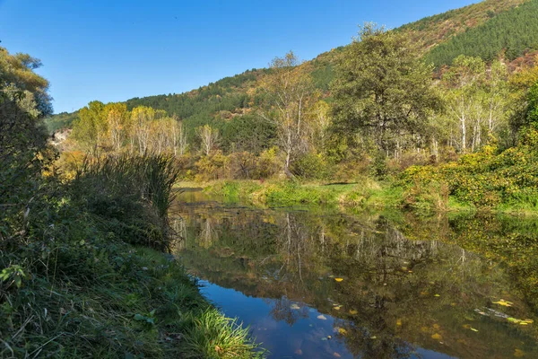 Paesaggio Autunnale Del Fiume Iskar Vicino Lago Pancharevo Sofia Città — Foto Stock