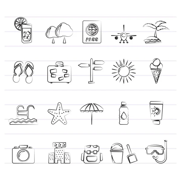Літні Відпусткові Пляжні Значки Векторний Набір Іконок — стоковий вектор