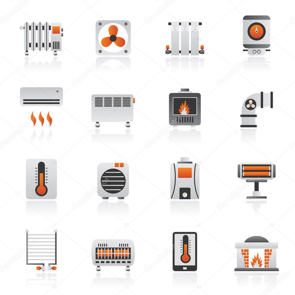 Home Heating appliances icons - vector icon set