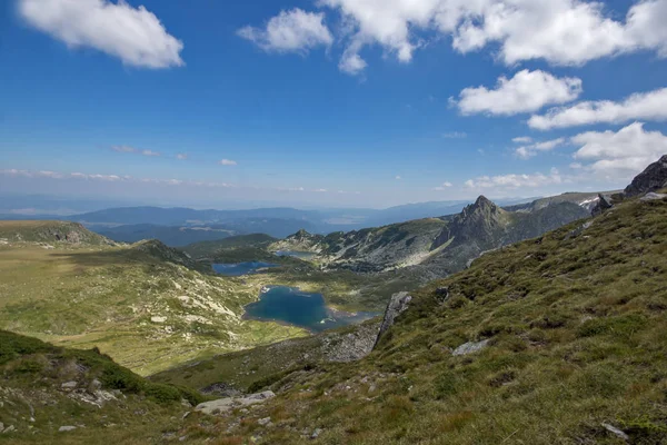 Amazing Landscape of The fish, The Twin and The Trefoil lakes, The Seven Rila Lakes, Bulgaria