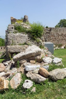 Skopje, Makedonya - 13 Mayıs 2017: Skopje kale (Kale kale) Old Town, Makedonya Cumhuriyeti