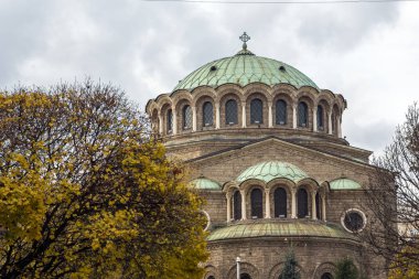 Sofia, Bulgaristan-12 Kasım 2017: katedral kilise St. Nedelya Sofya, Bulgaristan
