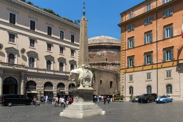 Roma Itália Junho 2017 Panorama Com Obelisco Elefante Panteão Cidade — Fotografia de Stock