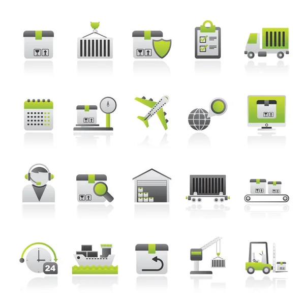 Logistics Delivery Transportation Cargo Icons Vector Icon Set — Stock Vector