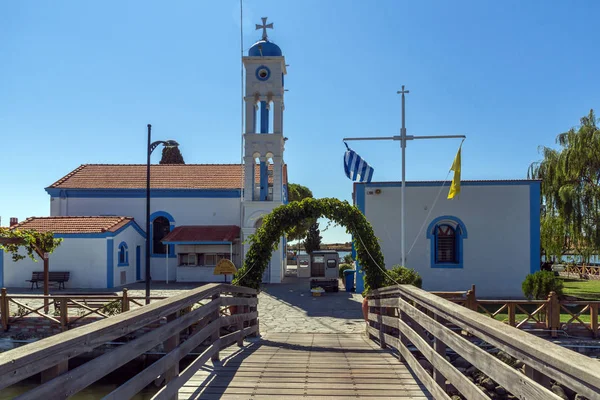 Porto Lagos Řecko Září 2017 Klášter Saint Nicholas Dvou Ostrovech — Stock fotografie