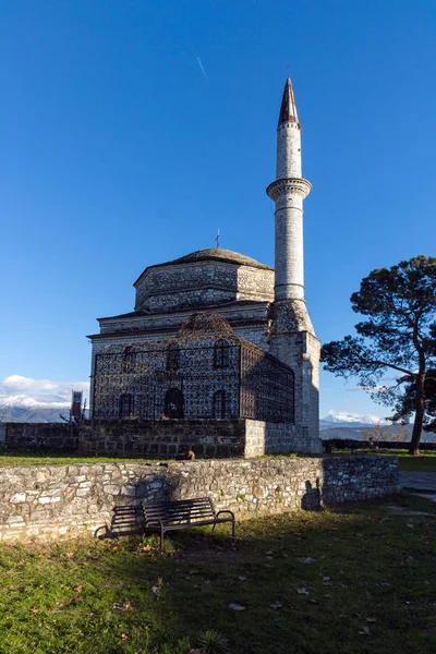 Amazing Sunset View Fethiye Mosque Castle City Ioannina Epirus Greece — Stock Photo, Image