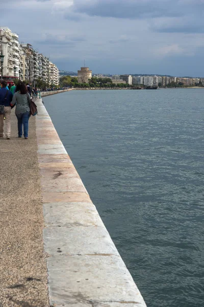 Thessaloniki Grécia Setembro 2017 Vista Incrível Aterro Cidade Salónica Macedónia — Fotografia de Stock