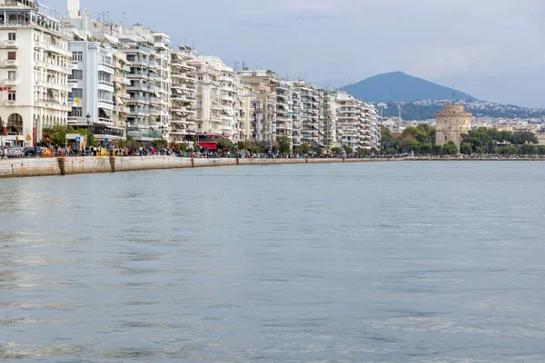 Thessaloniki Griekenland September 2017 Amazing Uitzicht Dijk Van Stad Thessaloniki — Stockfoto