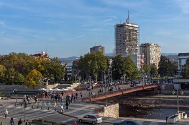 Nis, Sırbistan - 21 Ekim 2017: panoramik şehir NIS kale, Sırbistan