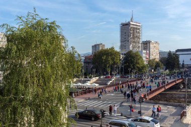 Nis, Sırbistan - 21 Ekim 2017: panoramik şehir NIS kale, Sırbistan