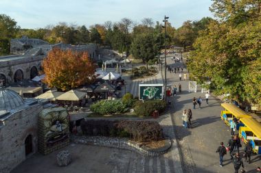 Nis, Sırbistan - 21 Ekim 2017: panoramik şehir NIS kale, Sırbistan
