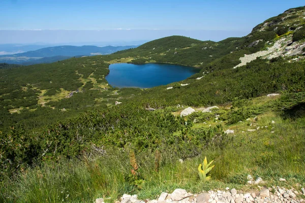 Fantastiska Landskap Den Nedre Sjön Sju Rila Sjöar Bulgarien — Stockfoto