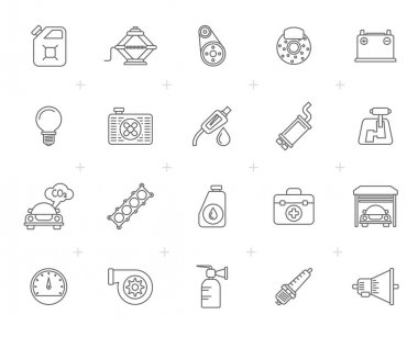 Satır otomatik hizmet ve araba parçası Icons - vektör simgesi 3 set