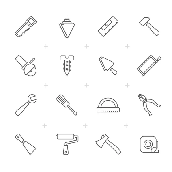Line Building Construction Tools Iconen Vector Icon Set — Stockvector