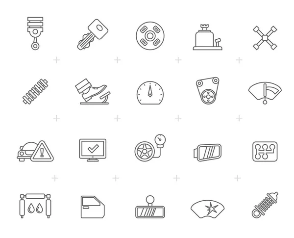 Zeile Autoservice Und Autoteil Symbole Vektor Icon Set — Stockvektor