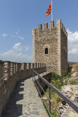 Skopje, Makedonya - 13 Mayıs 2017: Skopje kale (Kale kale) Old Town, Makedonya Cumhuriyeti