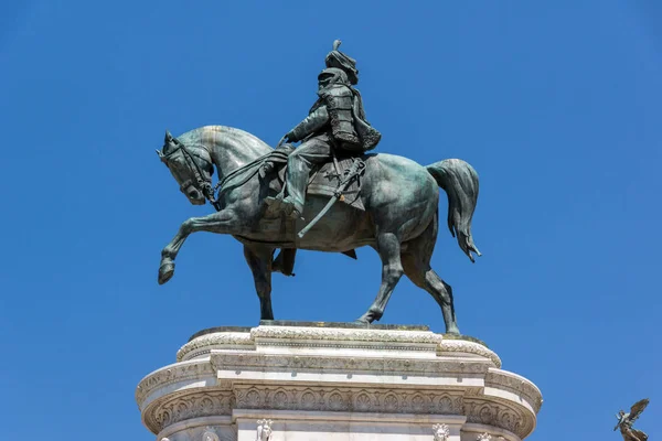 Roma Talya Haziran 2017 Görünüm Atlı Heykeli Vittorio Emanuele Nin — Stok fotoğraf