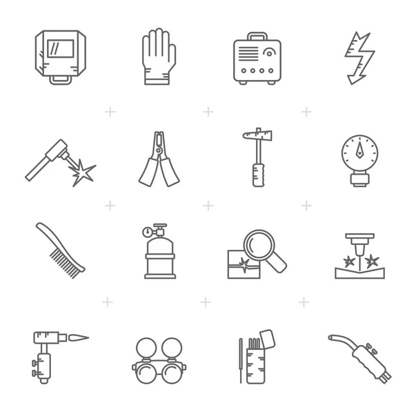 Line Welding Construction Tools Icons Vector Icon Set — Stock Vector