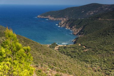 Mamba Beach Ampelos Sithonia Yarımadası, Chalkidiki, orta Makedonya, Yunanistan, deniz manzarası