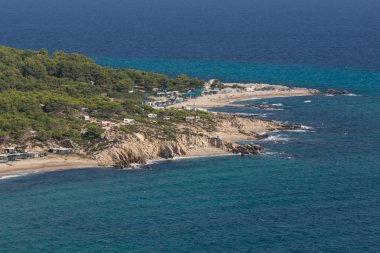 Panoramik Platanitsi Beach Sithonia Yarımadası, Chalkidiki, orta Makedonya, Yunanistan
